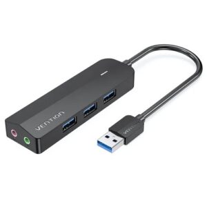 Vention 3-Port USB 3.0 Hub with Sound Card 0.15M Black