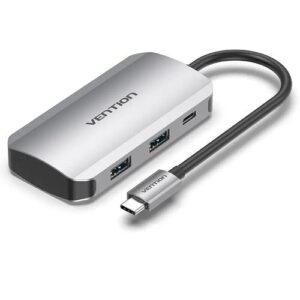 Vention USB-C to USB3.0x4 PD Hub 0.15M Gray